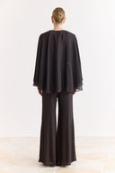 Cross-Cape Detail Yoryo Chiffon Pants Set