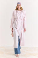 Draped Abaya Dress with Padded Shoulders and Wrap Closure