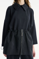 Wide-Collar Trimmed Wide-Leg Trouser Set