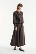 Scuba Set with Zipper Detail and Flared Skirt