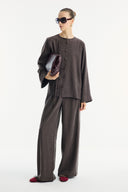 Button-Detailed Trousers Set