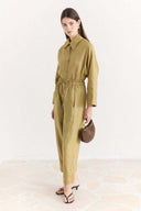 Organic Linen Shirt with Sleeve Cuff Detail