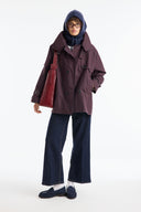 Stand-up Collar Plaid Patterned Trench Coat - Red