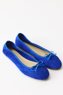Bow Detail Genuine Suede Leather Ballerinas
