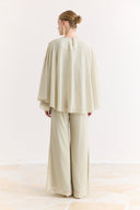 Cross-Cape Detail Yoryo Chiffon Pants Set