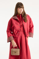 Plaid Detail Skirt Set - Red