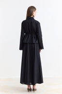 Cuff Embroidered Detailed Linen Skirt Set