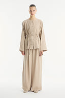 Button-Detailed Trousers Set
