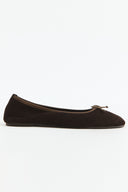Bow Detail Genuine Suede Leather Ballerinas