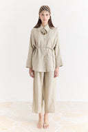 Organic Linen Shirt with Sleeve Cuff Detail