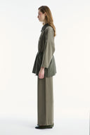 Wide-Collar Trimmed Wide-Leg Trouser Set