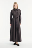 Embroidered Detailed Pocket Flap Denim Dress
