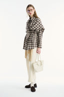 Detachable Shawl Collar Cotton Plaid Shirt