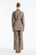 Button Detail Ribbed Pants Set