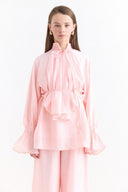 Trouser Set with Sleeve Ruffle Detail