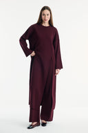 Basic Knit Co-ord Set with Slit Detail Trousers