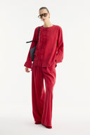 Button-Detailed Trousers Set