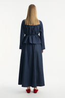 Denim Skirt Set with Front Detailing