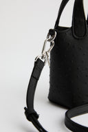 Lock Detail Faux Leather Bag - Black