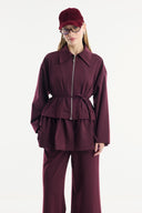 Ruffled Look Zippered Pants Set
