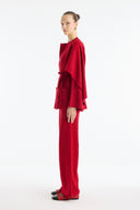 Scarf-Detailed Knitted Trousers Set