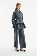 Ruffled Look Zippered Pants Set