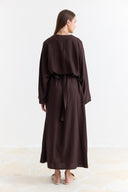 Linen Dress with Wide Sleeve Detail