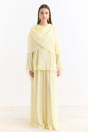 Shoulder Pleat Detail Yoryo Chiffon Pants Set