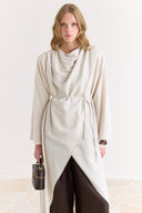 Draped Abaya Dress with Padded Shoulders and Wrap Closure