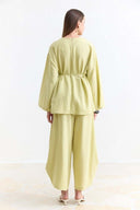 Linen Trousers Set with Waist Tie Detail