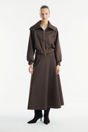 Wide Collar Zippered Scuba Skirt Set