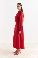 Wide Sleeve Detail Linen Dress