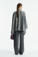 High-Neck Plaid Poncho