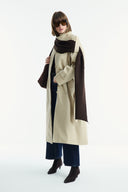 Long Trench Coat with Epaulet and Belt Detail