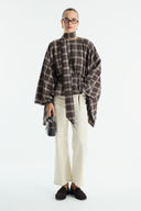Mock Neck Plaid Poncho