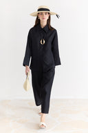 Organic Linen Shirt with Sleeve Cuff Detail
