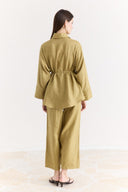 Organic Linen Shirt with Sleeve Cuff Detail