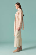 Scarf-Detail Striped Knitted Cardigan