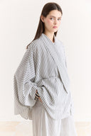 Jacket Collar Striped Trouser Set
