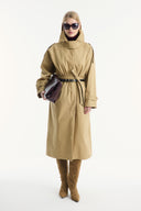 Long Trench Coat with Epaulet and Belt Detail