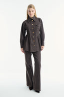 Gold Button Detailed Denim Set