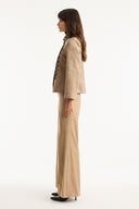 Suede-Look Jacket with Piping Detail