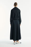 Wide-Collar Zip-Up Scuba Skirt Set