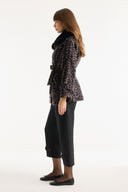 Collar Faux Fur Detailed Frayed Jacket - Brown