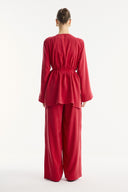 Button-Detailed Trousers Set