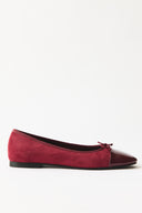 Genuine Suede Ballet Flats with Bow Detail
