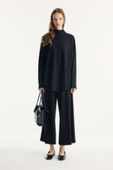 Stand-Up Collar Belted Set with Comfortable Trousers