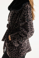 Collar Faux Fur Detailed Frayed Jacket - Brown