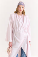 Draped Abaya Dress with Padded Shoulders and Wrap Closure