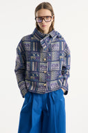 Ethnic Patterned Jacket with Collar Bow and Gold Buttons